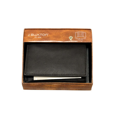Julia Buxton Brown Ridgewood Three-Fold Wallet Genuine Leather Secure Shield