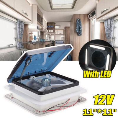 RV Controllo Manuale Accessori Per Caravan Tetto Camper Prese D'aria Ventilatore 12V Con LED Camper Finestra Veicolo Ricreativo 360x360x122mm - Foto 11