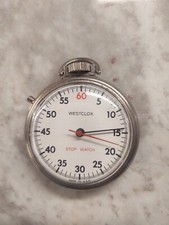Vtg Westclox Pocket Stop Watch White Dial Red Second Hand USA Works Great 