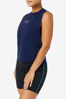 Fila Women's Diella Athletic Fit Gel Logo Navy Tank Top Size XL NWT