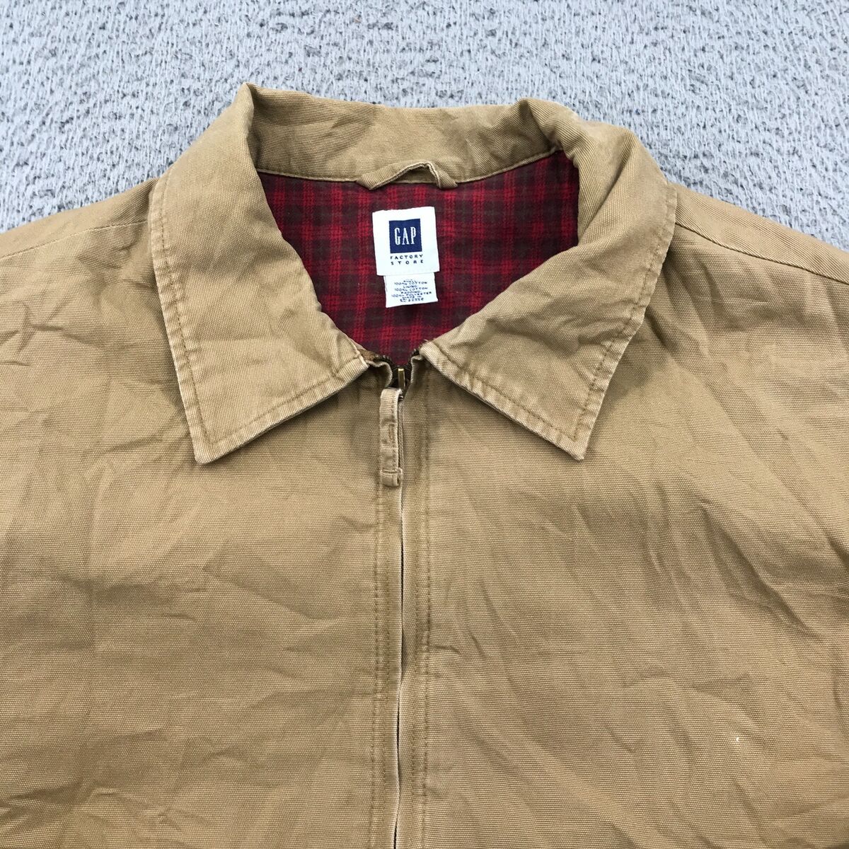 Vintage GAP Jacket Adult XL Beige Detroit Flannel Lined Full Vintage GAP Jacket Adult XL Beige Detroit Flannel Lined Full