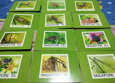 SC001 USA-Chicago Ameripex'86 Singapore Set of 12x Insect Postal