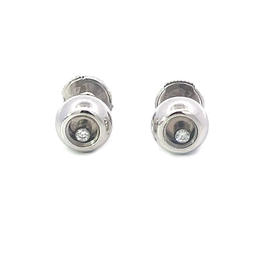 Aretes Chopard Happy Diamond Oro 18k Blanco Hinchado Cuentas Estilo Foto 3 de 4