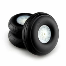 1 pair of 4.5" /114.3mm RC Airplane PU wheel with Plastic Hub(D114.3xH41xD5mm)