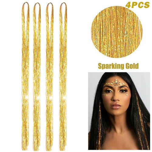 Rainbow Tinsel Hair Holographic Sparkle Hair Piece Highlight Hair Extensions UK - Picture 34 of 66