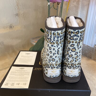 UGG AUTHENIC & JIMMY CHOO RARE LEOPARD BOOTS SIZE 6, FREE DOMESTIC