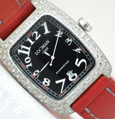 LOCMAN DIAMOND REF 488 Diamond Pave Black W/ Red Band 