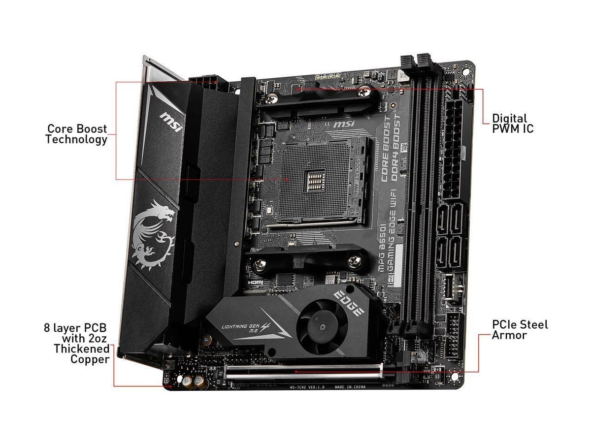 マザーボード MSI MPG B550I GAMING EDGE WIFI MSI MPG B550I GAMING EDGE WIFI AMD AM4 DDR4 M.2 USB 3.2 Gen