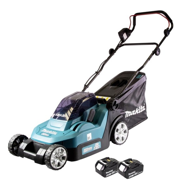 Makita Dlm 382 T2 Akku RasenmäHer 36 V ( 2X 18 V ) 38 Cm 40 L + 2X Akku 5,0 Ah-image