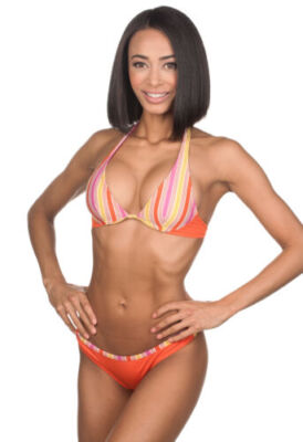 Rosa Cha Plunge Wired Halter Stripe LowRise Brazilian Cut Bikini  display picture 1