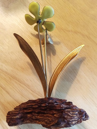 Metal FLORAL FLOWER sculpture HANDCRAFTED BY BOVANO CHESHIRE CONNECTICUT Conn - Picture 11 of 12