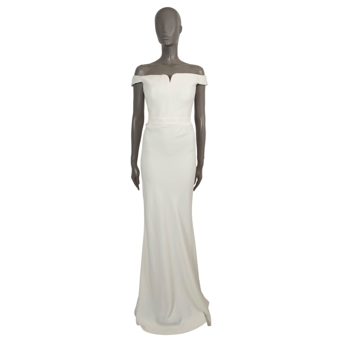 70129 auth ALEXANDER MCQUEEN white LEAF OFF-SHOULDER CREPE