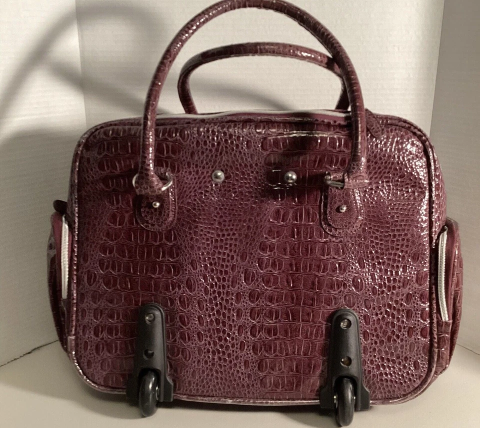 Estuche con ruedas para computadora portátil bolsa de negocios maleta con asa de ruedas estampado de cocodrilo cebra Foto 4 de 4