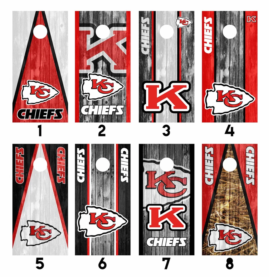 Kansas City Chiefs Cornhole Wrap Skin Decal Vinyl Sticker MANY DESIGNS SK16 - Image 1 of 1