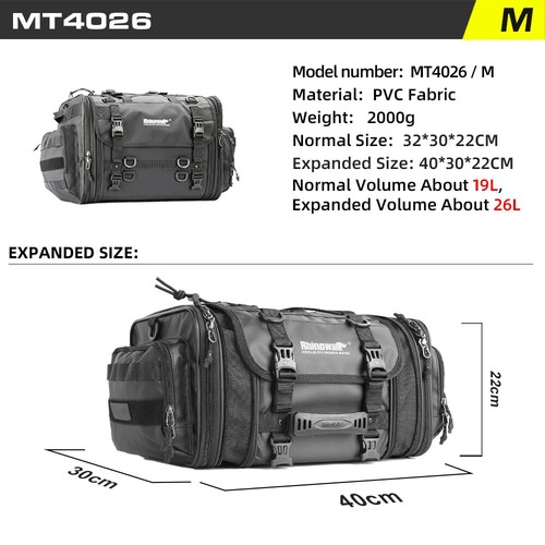 Motorcycle Luggage Bag Waterproof 19L-80L Expandable Big Capacity Tail Bag - Picture 7 of 29