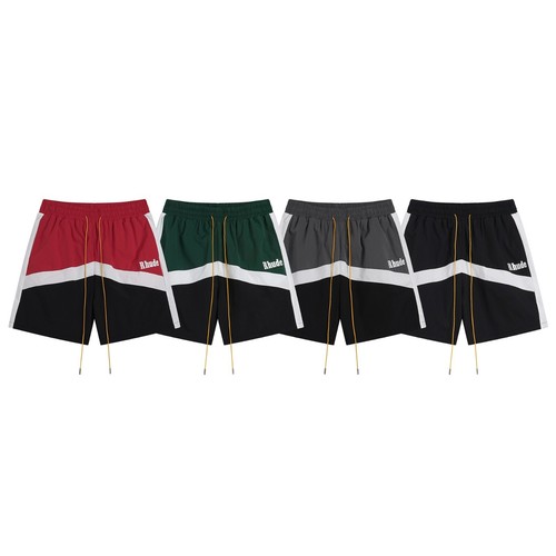 RHUDE Men Letter Logo Drawstring Sprot Shorts Color Splicing Beach Pants SZ:S-XL