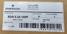NEW GENUINE EMERSON SOLAHD SDN 5-24-100P POWER SUPPLY 115/230V *FREE SHIPPING*