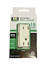 EZ ELECTRICAL SELF TESTING GFIC OUTLET 15 AMP 125V AC WHITE 62167