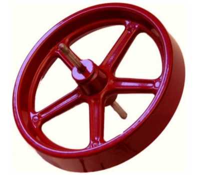 Wilesco 01993 Flywheel, red, 100 mm diameter, with axle for Steam Engine D 21