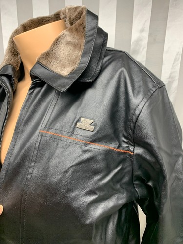 Chaqueta de cuero R Rosso negra y dorada cuello de piel negra cremallera XL CREMALLERA DAÑADA - Imagen 9 de 16