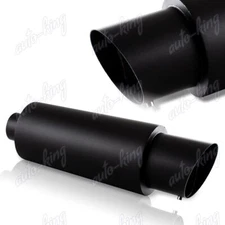 4" N1 SLANT TIP 2.5" INLET BLACK STAINLESS T304 RACING EXHAUST MUFFLER+SILENCER