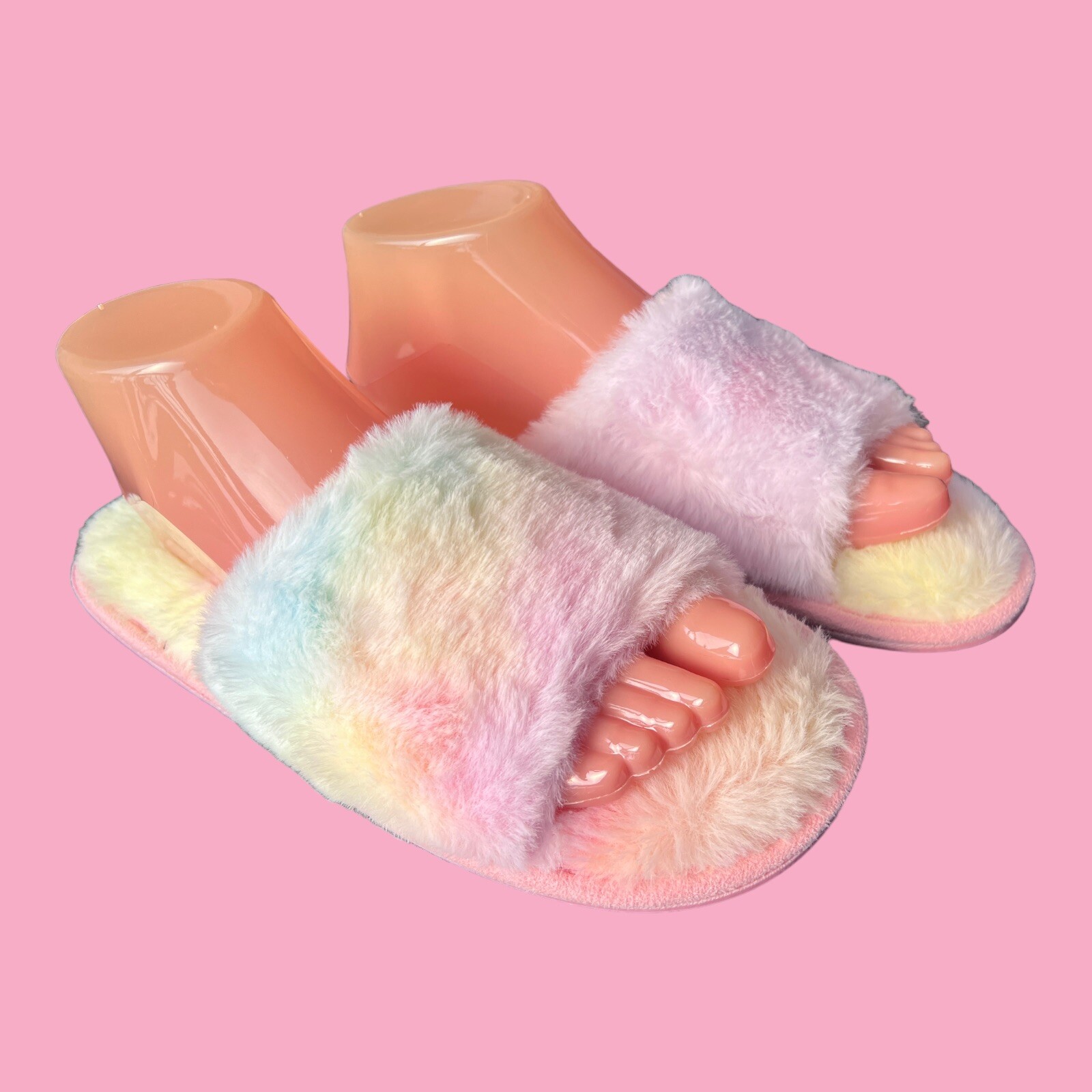 SAOLA Pantofole arcobaleno nuove senza etichette EpicStep taglia 10 punta aperta suola in plastica dura