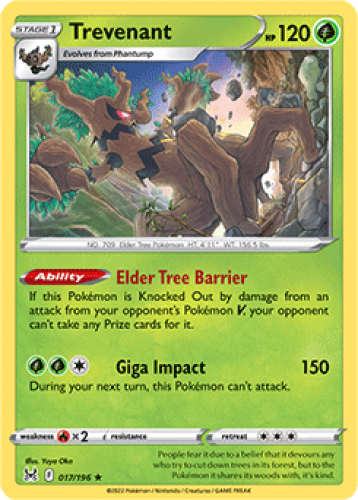 1x Trevenant 017/196 HOLO RARE Lost Origin Pokemon TCG Card NM | eBay