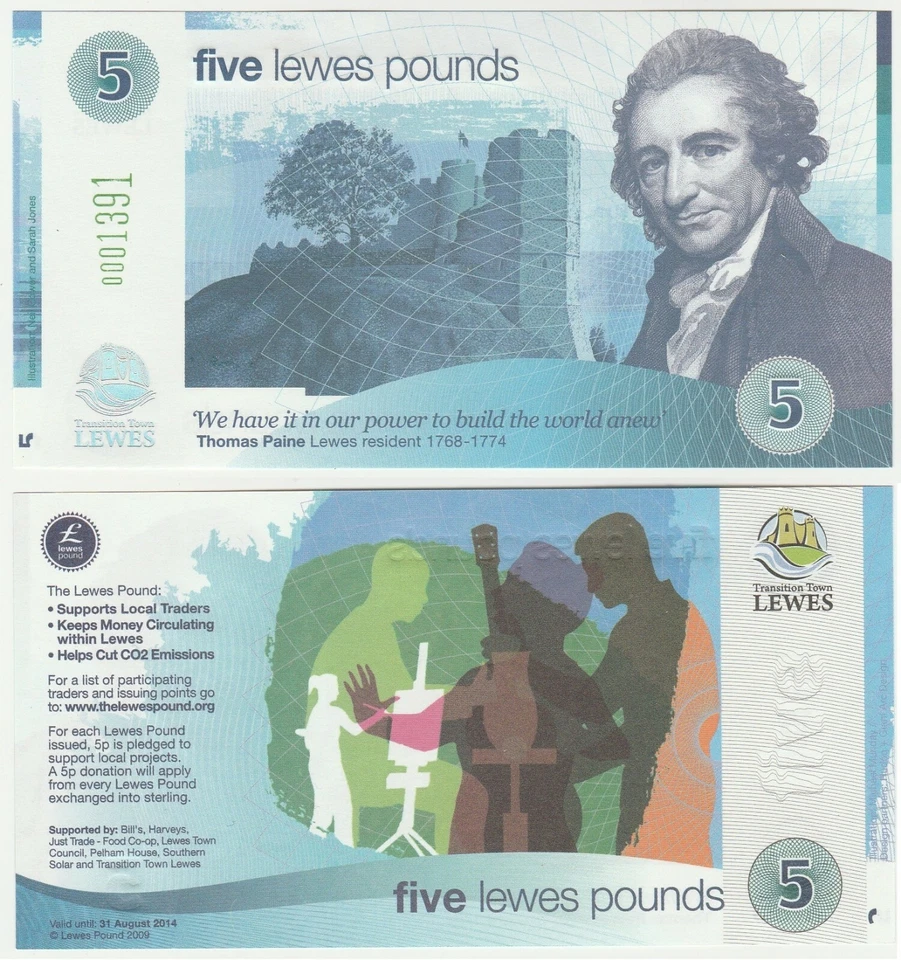 United Kingdom - Lewes £5 5 Pound 2009 UNC Local Currency Banknote 2nd Issue - Image 1 of 1