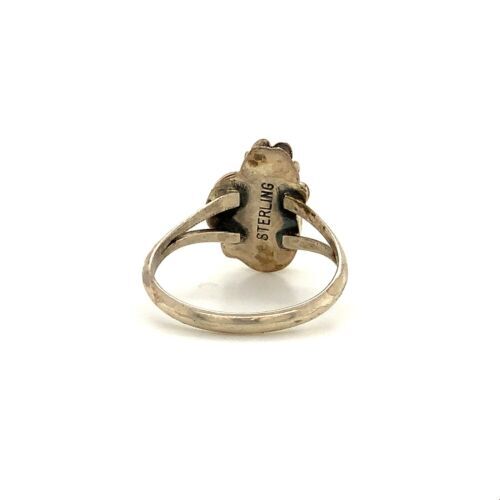 Anello Vintage Firmato Argento Sterling Nativi Americani Abalone Conchiglia Fiore 6 3/4 - Foto 4 di 8