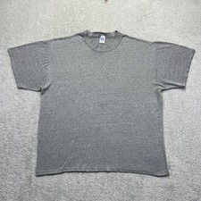 VINTAGE Russell Athletic T-Shirt Mens XXL Gray Blank Made in USA 80s Cotton Poly