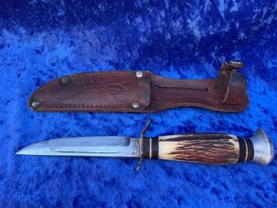 Solingen Cutlery B. Svoboda 7 +  Stag Handle Knife W/ Leather Sheath Pre.WW2