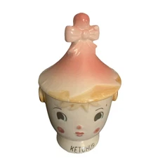 Vtg COMMODORE Anthropomorphic KETCHUP Pixie Condiment Jar Attached Spoon