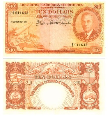 u Reproduction Note British Caribbean Territories 10 Dollars 1951 Pick#4   0637R