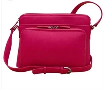 ili New York - RFID blocking Leather Crossbody Organizer - 6333 - Indian Pink