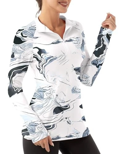WOMEN'S POLO SHIRTS LONG SLEEVE UPF 50+ SUN PROTECTION - SIZE: 2XL - INK FLOWERS