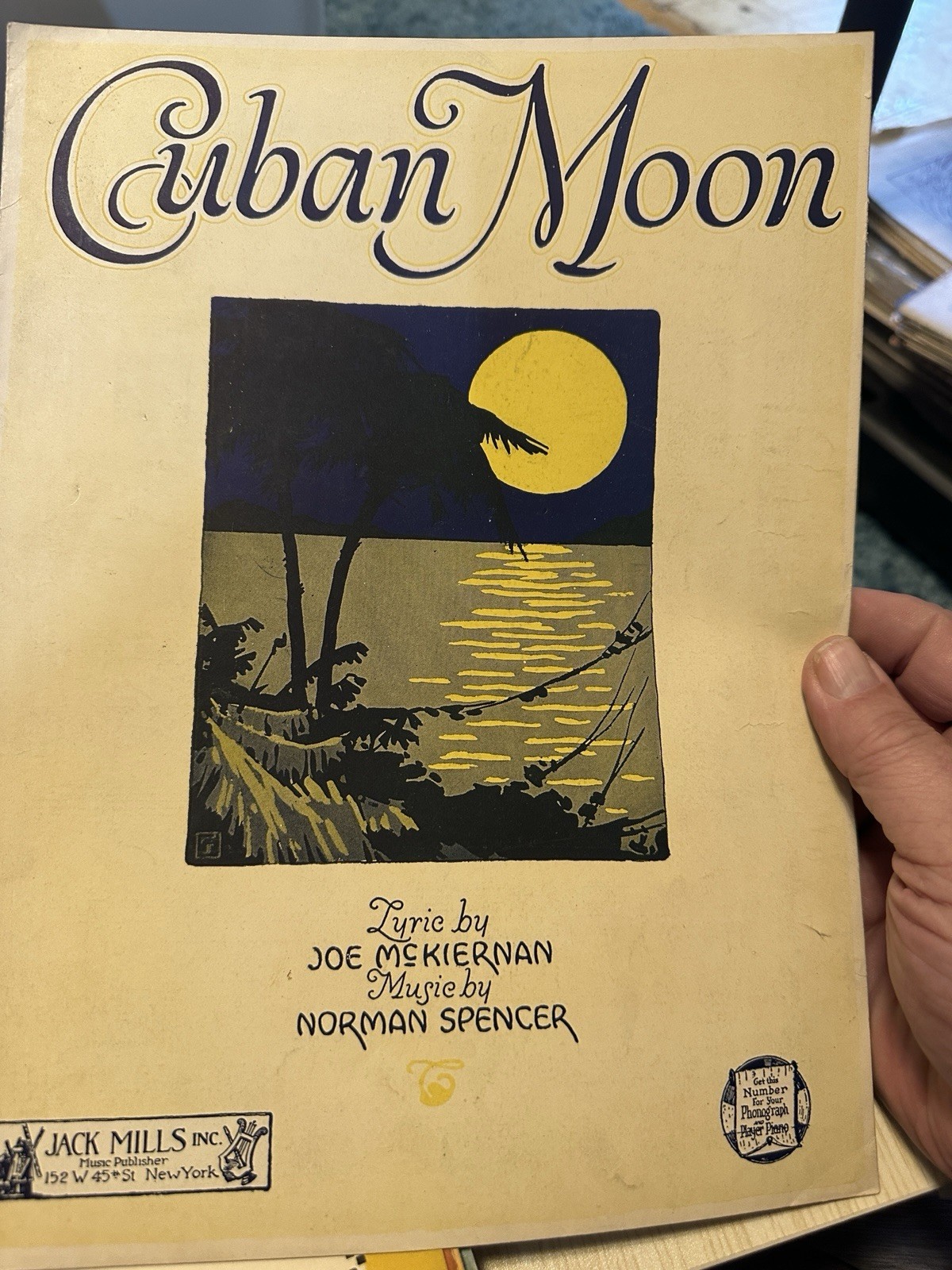N 1920 9x12 Exotic Sheet Music CUBAN MOON