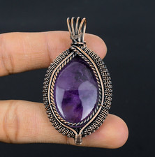 Amethyst Handmade Gemstones Copper Wire Wrapped Beautiful Jewelry Pendant
