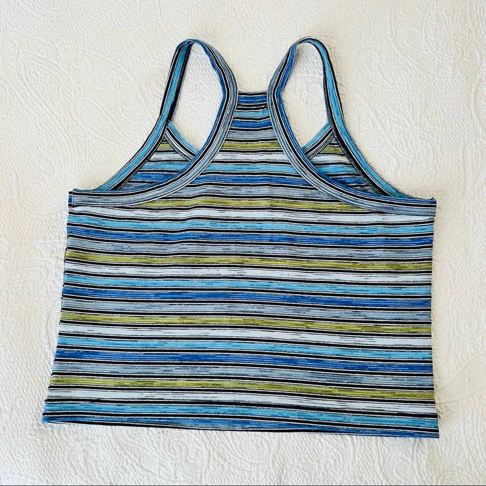 Camiseta sin mangas vintage Anchor azul años 90 Y2K recortada a rayas espalda deportiva Foto 2 de 2