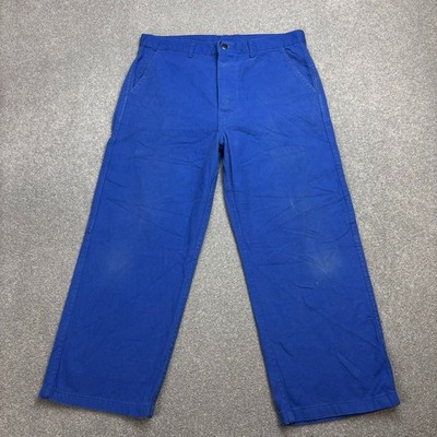 VINTAGE französische Hose Erwachsene 32x24 blau Workwear Chore Canvas Utility Herren
