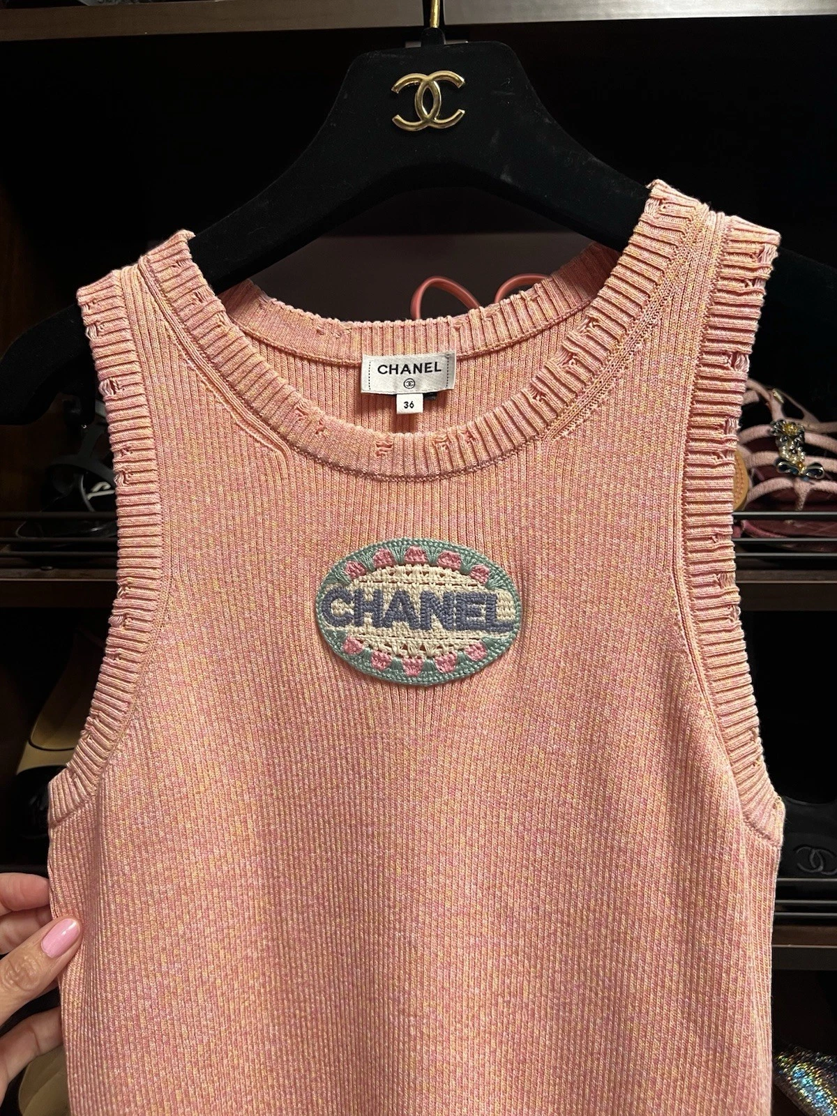 Mini abito 100% autentico Chanel rosa rosa maglia 36 US 4 6 2025 crociera