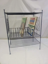 VTG Mid Century Metal Wire Record LP Magazine Book Rack Holder 1950s Atomic MCM