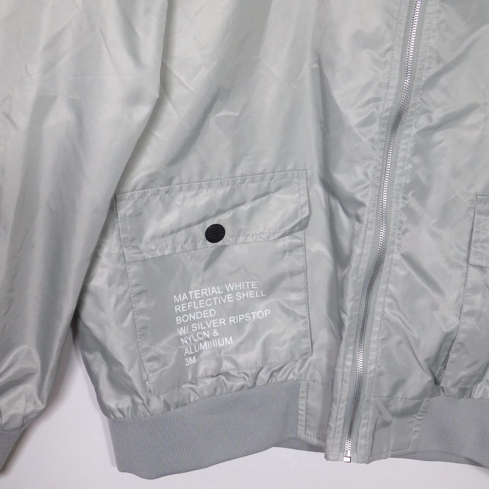 AsstSeries NASA Bomber Jacket Mens Mens XL Silver Streetwear Y2K Space Retro image 5
