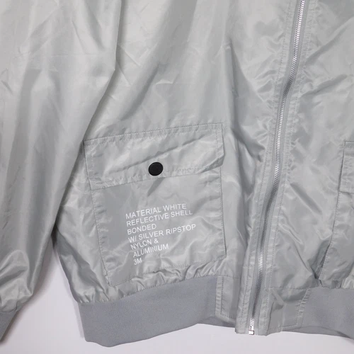 AsstSeries NASA Bomber Jacket Mens Mens XL Silver Streetwear Y2K Space Retro image 5