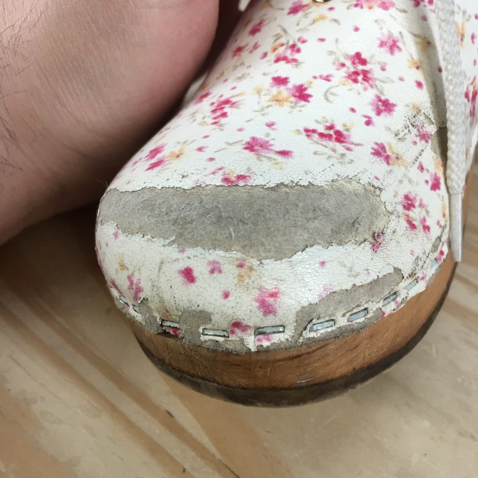 Zapatos Sven Originales Mujer 32 Zuecos Blanco Estampado Floral Con Cordones Informales Cómodos Foto 4 de 4