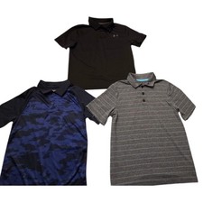 Boys Polo Shirt Bundle Size M 8-10 Champion Tek Gear Under Armour Lot of 3