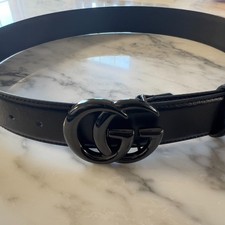 Gucci Black GG Buckle Belt Size 100cm Fits 34-36 Waist Authentic