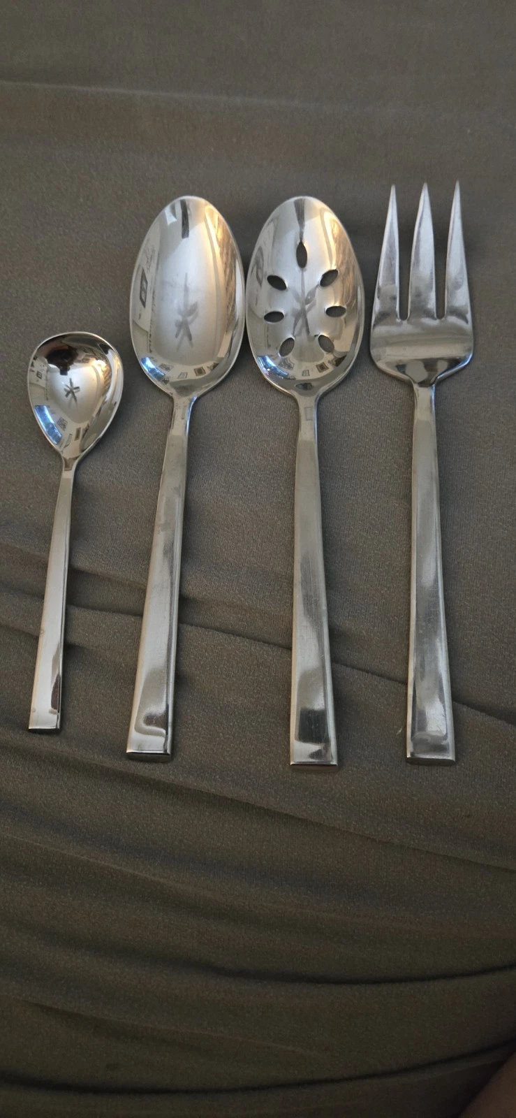 Dansk 18/10 Meridian Stainless Steel Serving Fork & Spoons, Sugar Spoon 4 Pc