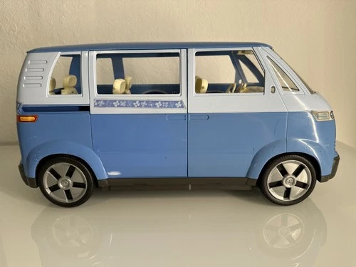 Vintage 2002 Mattel Barbie VW Volkswagen Microbus Blue Bus Van