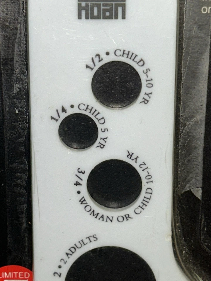 Barra de medición sellada 1991 Lifetime Hoan Corp. 6 orificios espaguetis tamaño porción Foto 3 de 4