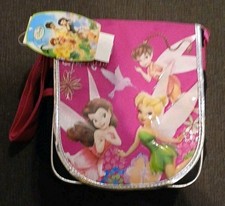 TINKERBELL FAIRIES 9.5" PURPLE INSULATED MESSENGER LUNCHBOX LUNCH BAG-NEW